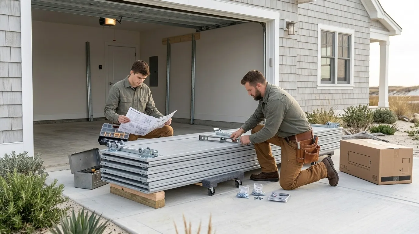 Sectional steel garage door